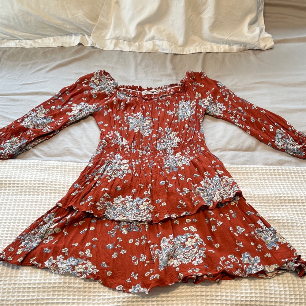 Urban Outfitters Rust Floral Smocked Dress